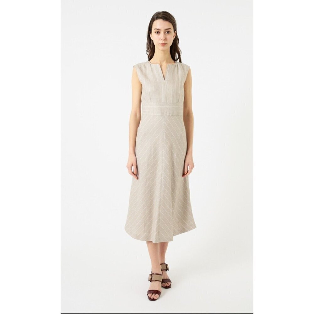 Max Mara Linen striped Sleeveless Midi Dress XS/S